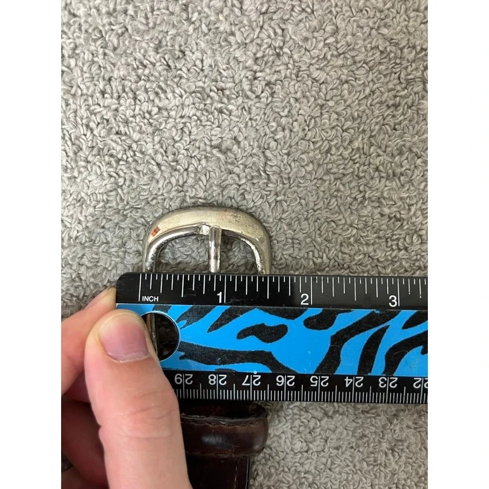 Mens Two Tone Black Brown Leather Western Belt Silver Buckle Metal Tip 47 Inch